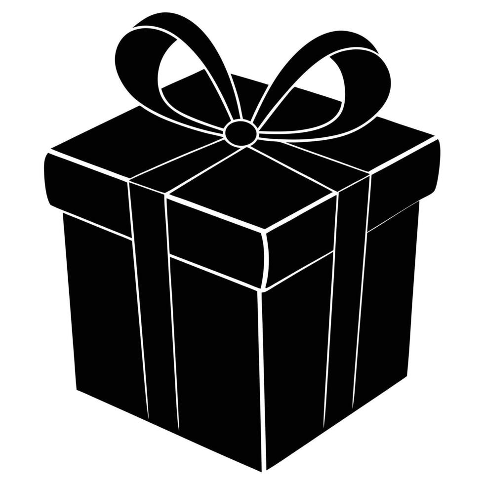 Minimalist Small Gift Box Silhouette on White Background vector