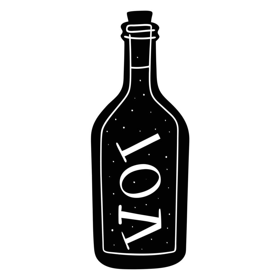 Love Message in a Bottle Silhouette on White Background canvas vector