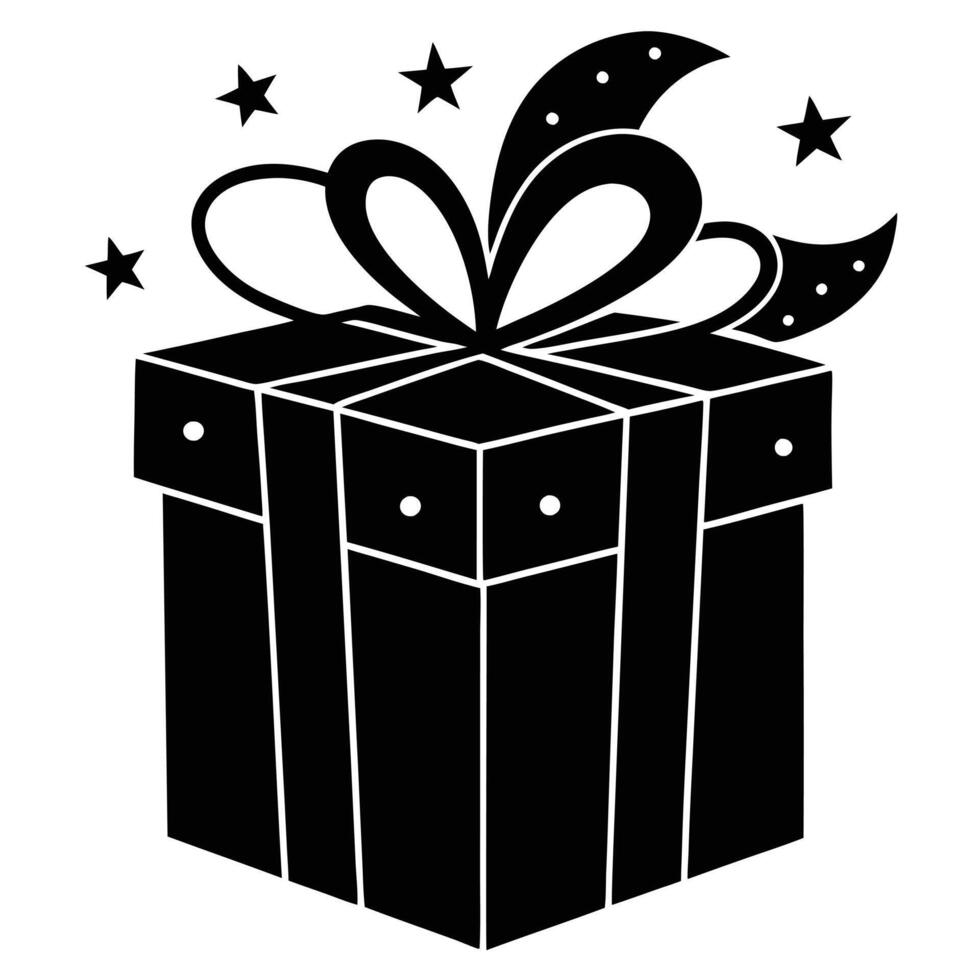 Surprise Gift Box Silhouette on White Background vector