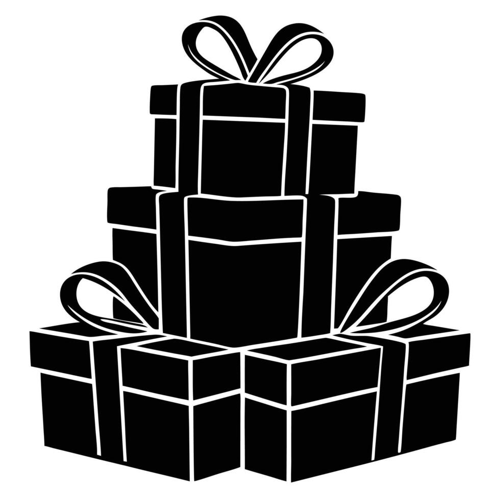 Holiday Gift Boxes Silhouette Isolated on White canvas vector