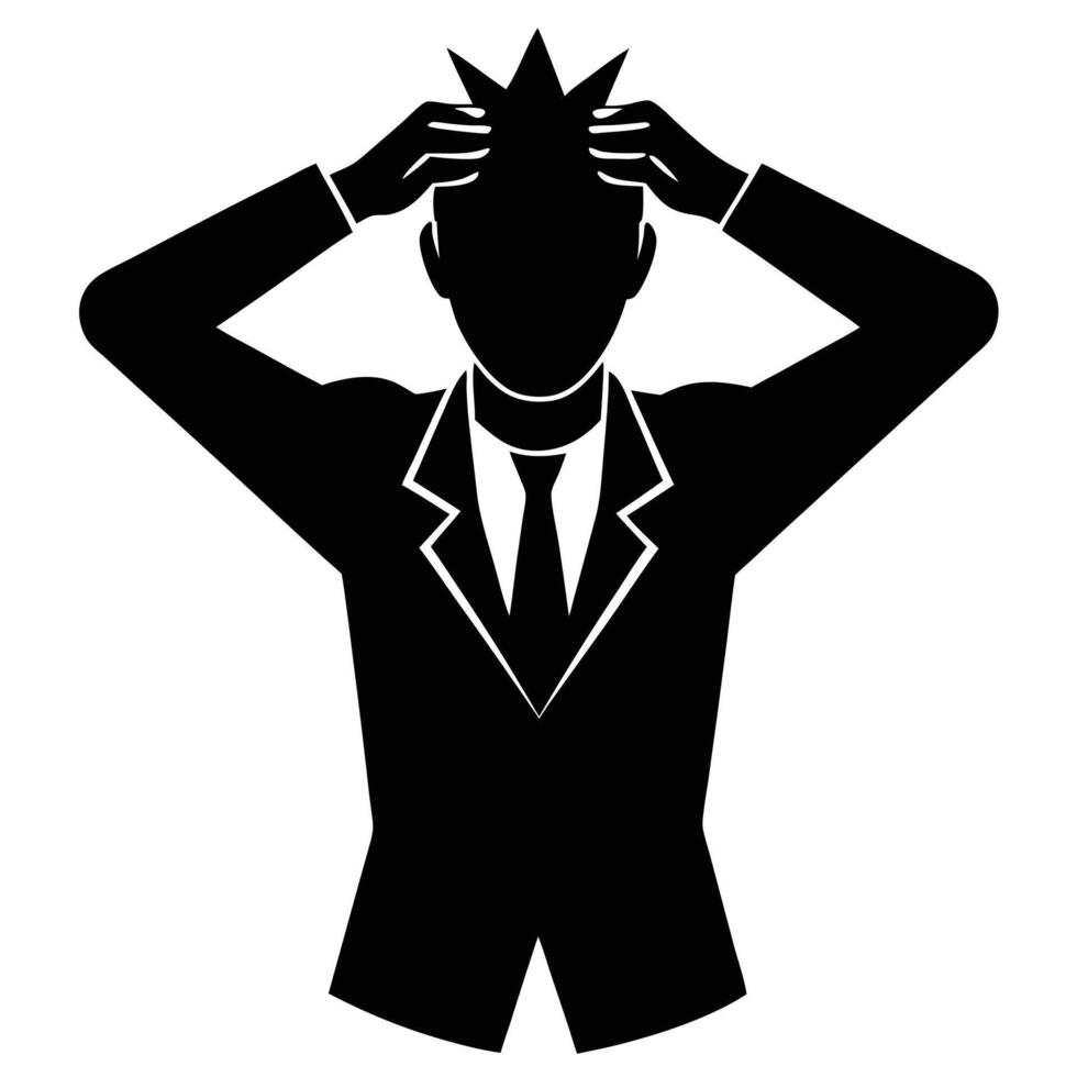 Stressed Man Silhouette on White Background vector