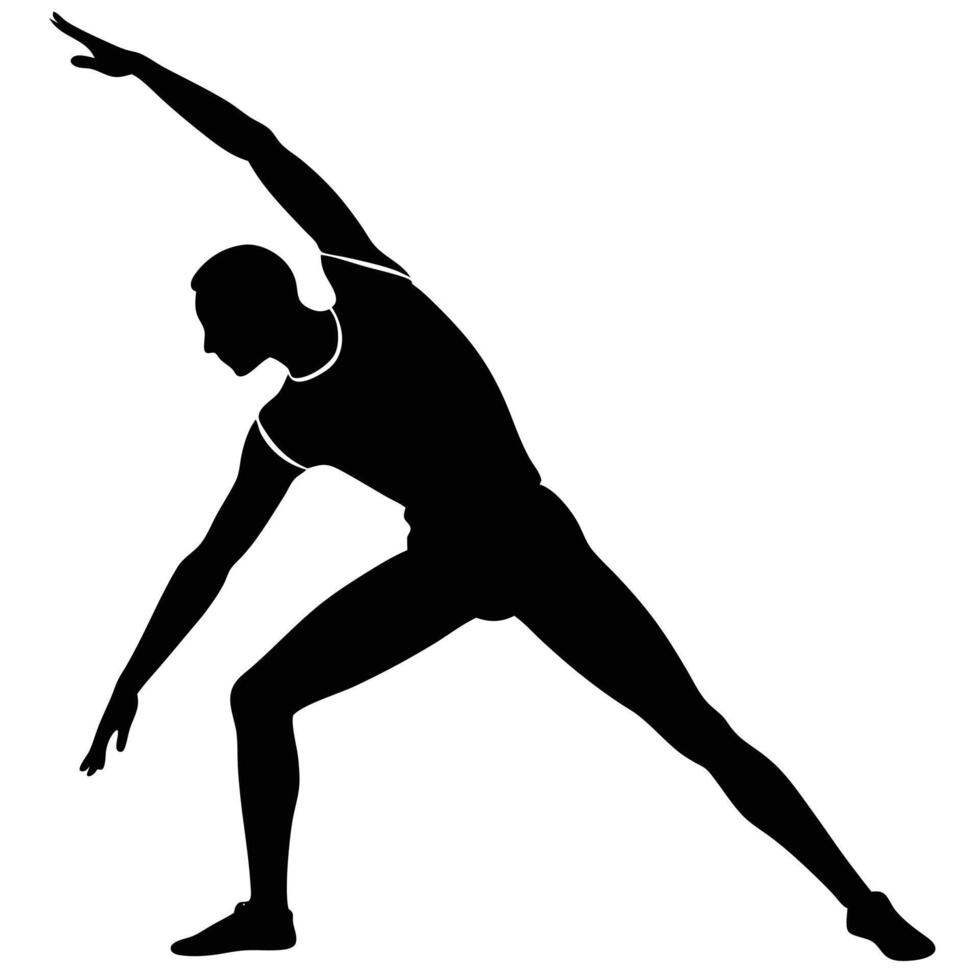 Stretching Man Silhouette Isolated on White vector