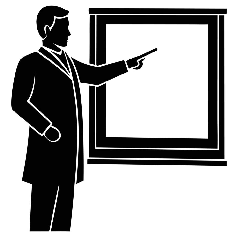 Teacher Silhouette Illustration on White Background Representing a Simple Teaching Gesture vector