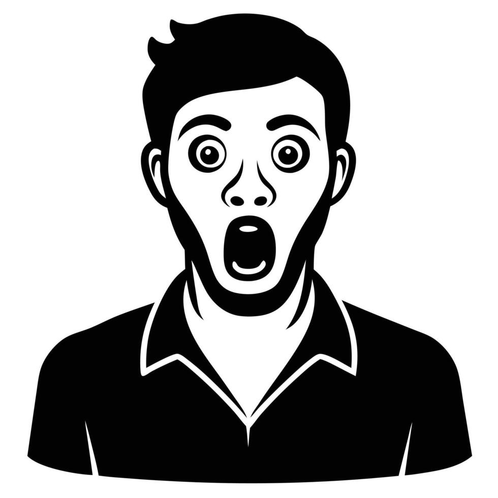 Surprised Man Silhouette on White vector
