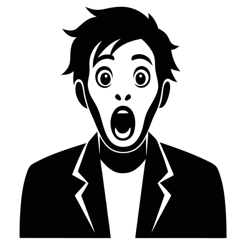 Shocked Man Silhouette Illustration on White canvas vector