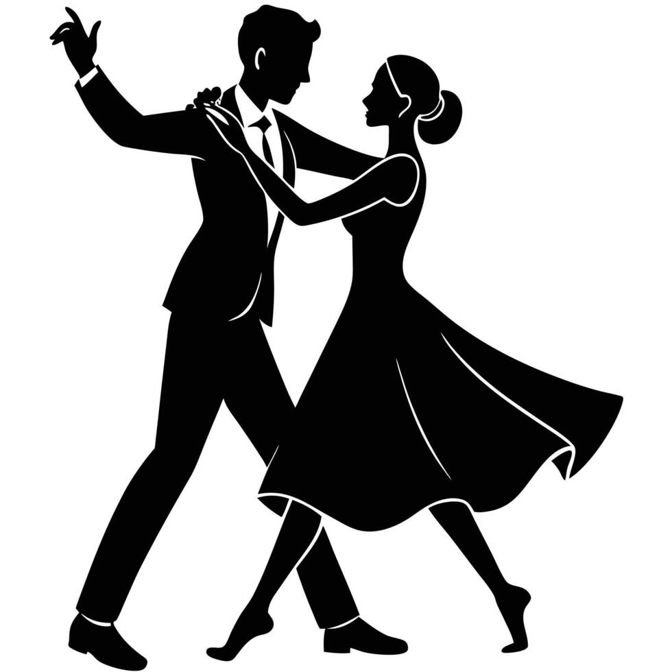Graceful Silhouette of Couple Dancing Together in Love vector