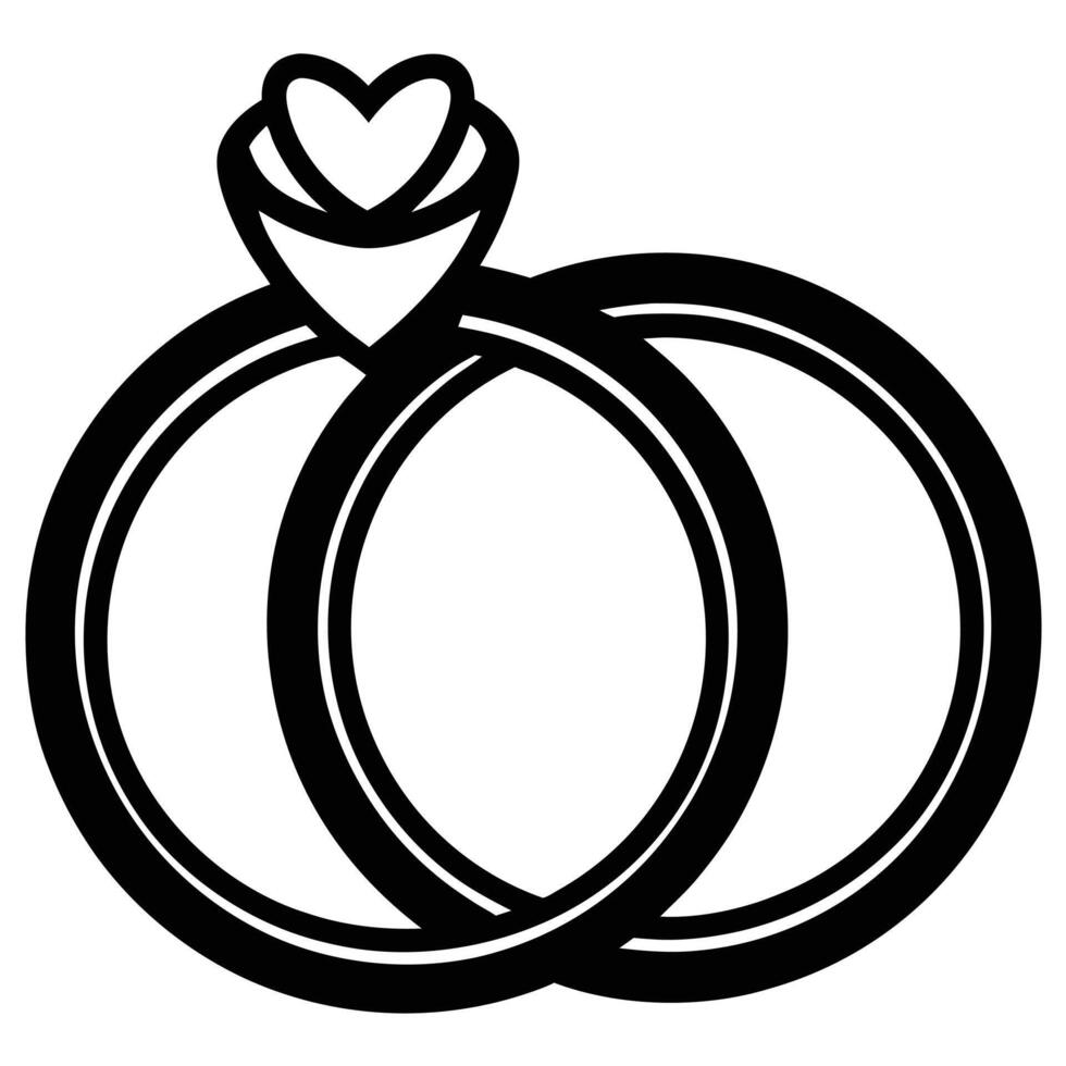 Wedding Rings Silhouette on White Background vector