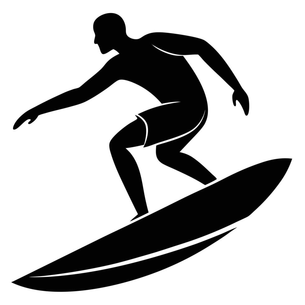 Surfing Man Silhouette on White Background vector