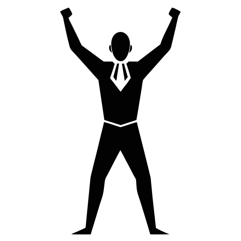 Winning Man Silhouette on White canvas vector