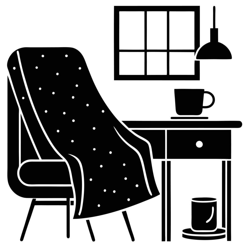 Tranquil Workplace Haven Silhouetted in Warm Light relaxing workspace vector