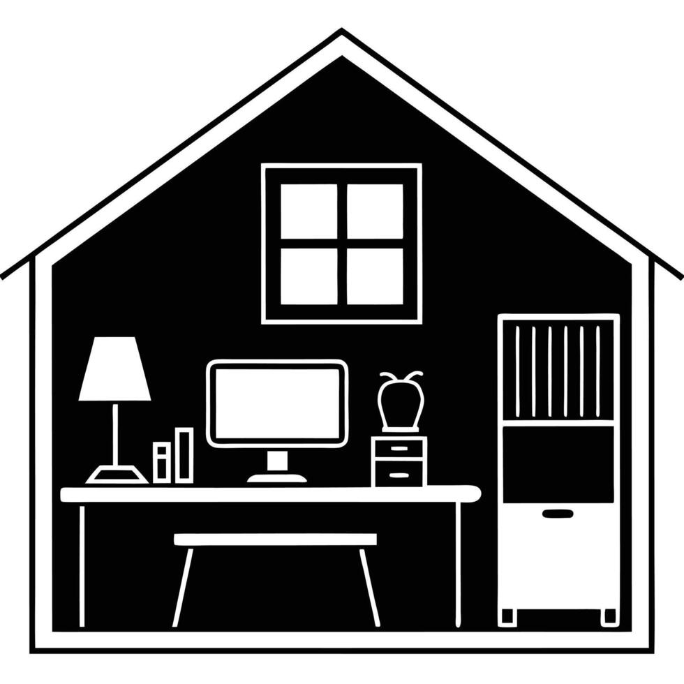 Modern Design Home Office Workspace Flat desk gadgets computer vector