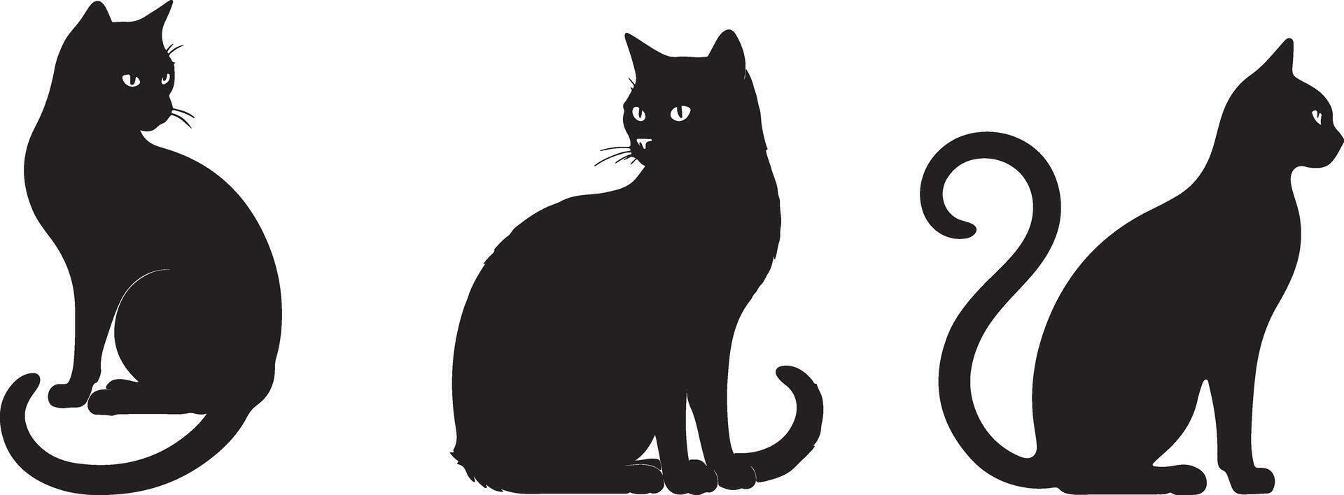 Cat Silhouette Illustration on White canvas vector