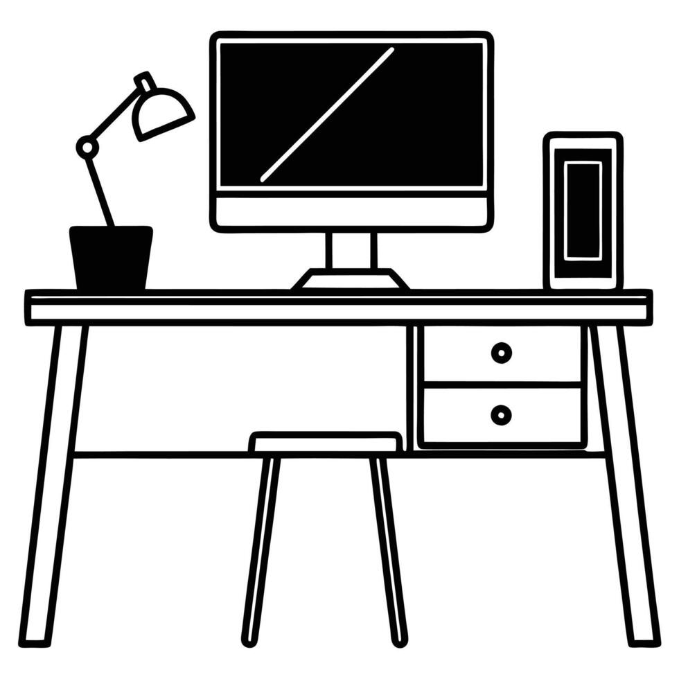 Simple Workspace Silhouette Illustration vector