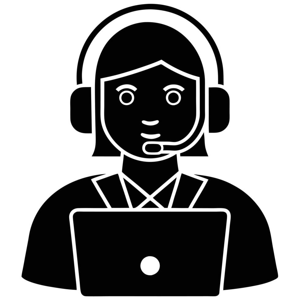 Working from Anywhere Remote Worker Silhouette with Headset vector
