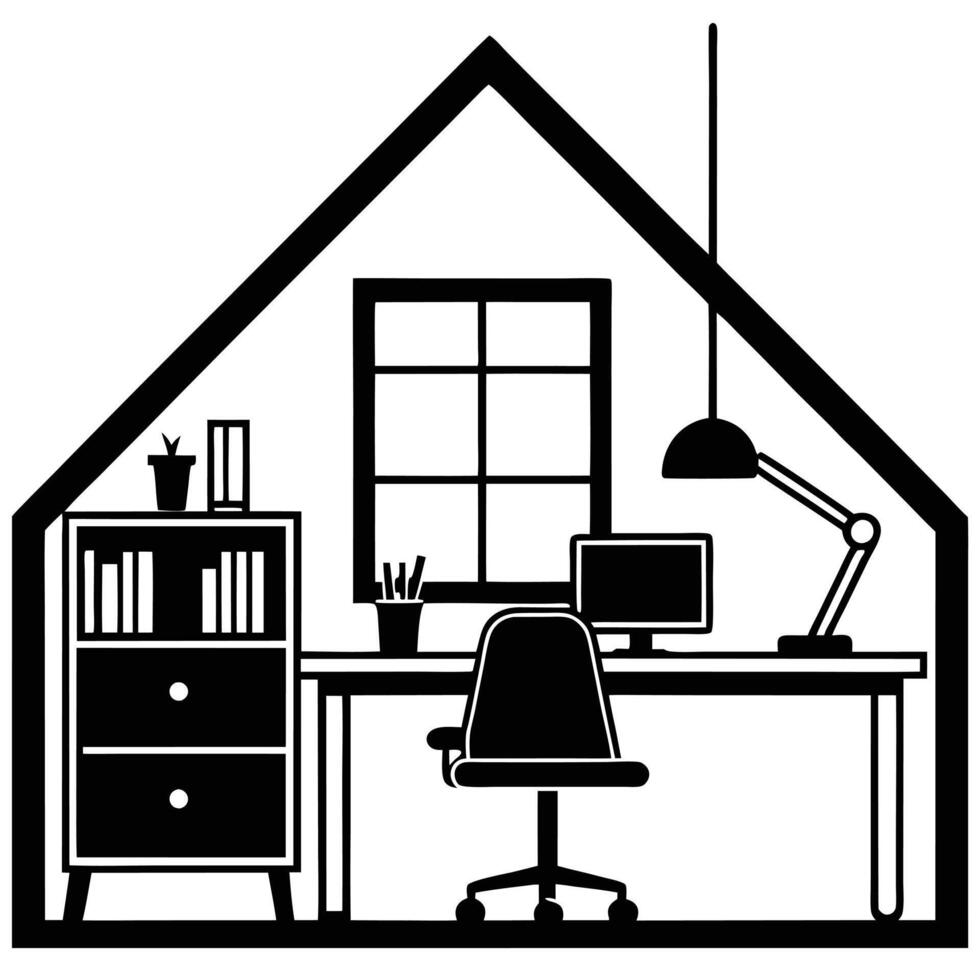 Sleek Furniture with Lighting Silhouette vector