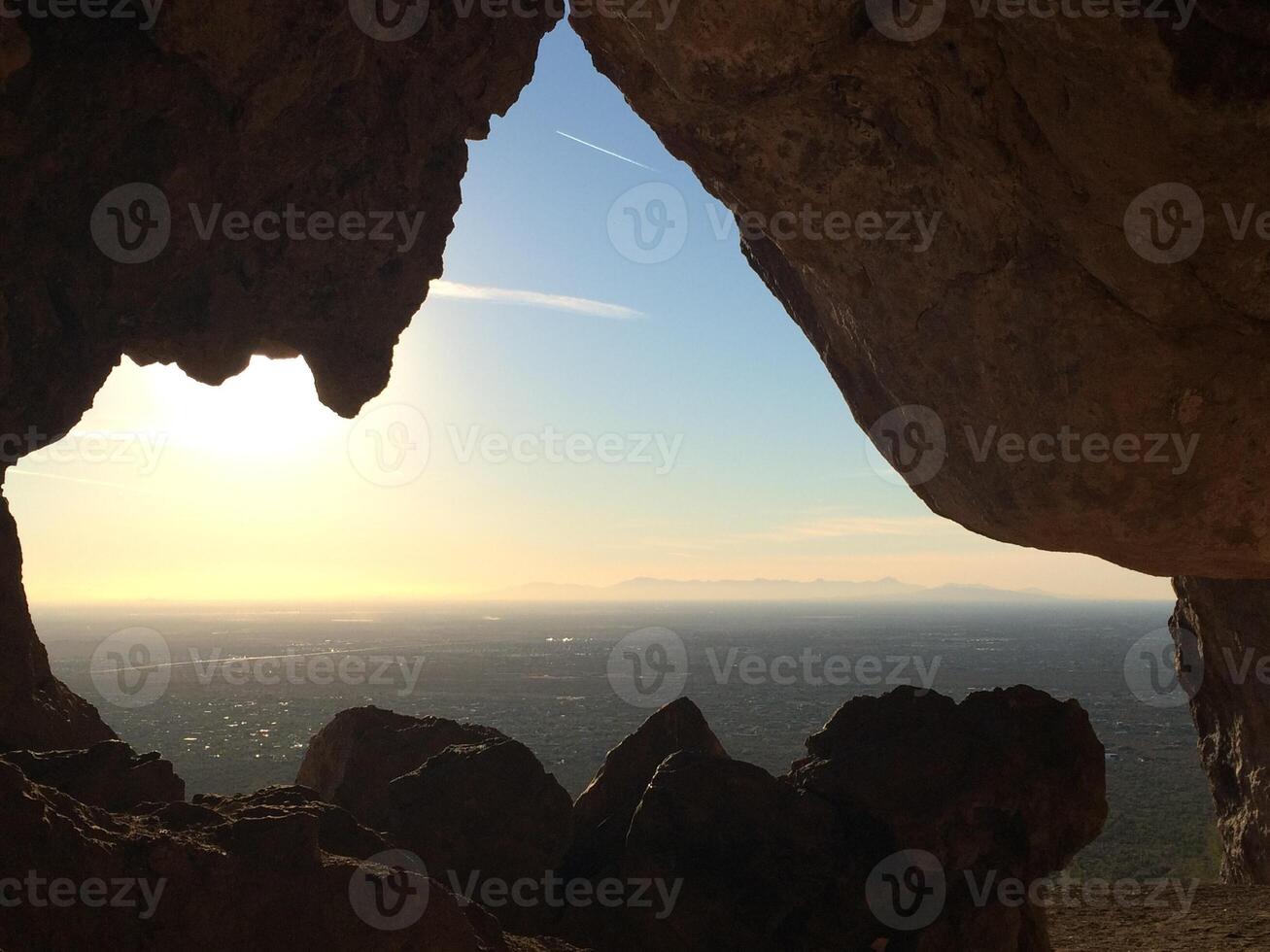 View from Mouth of the Broadway Cave, Apache Junction, Arizona photo