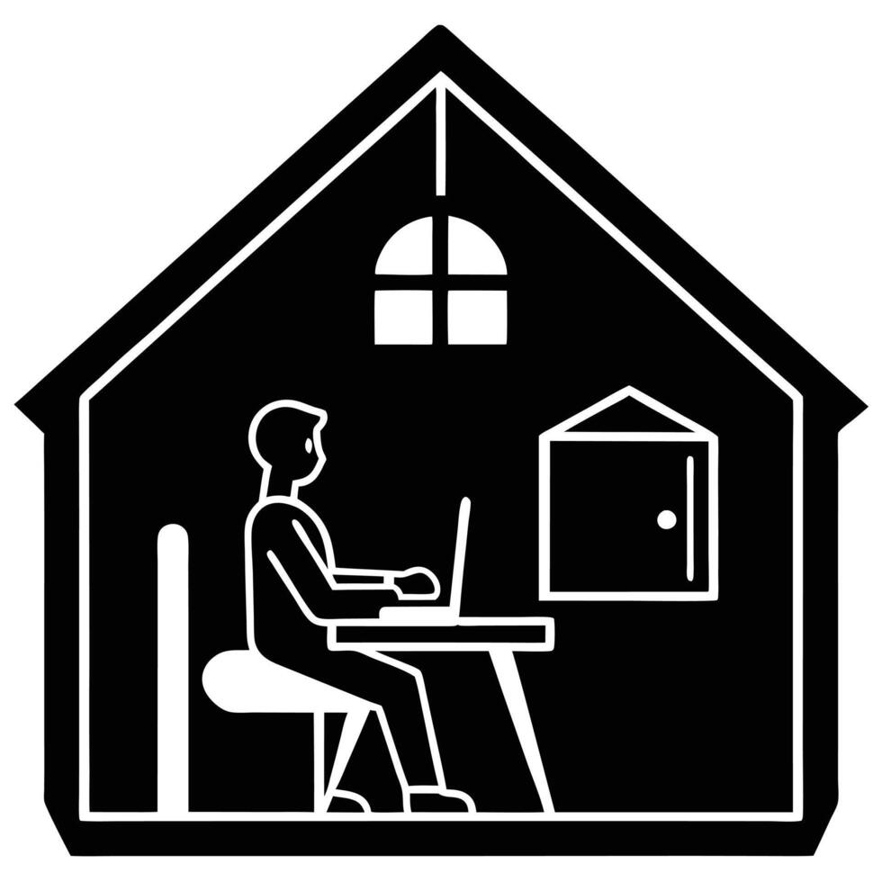 Shared Workspace Silhouette on White Background vector