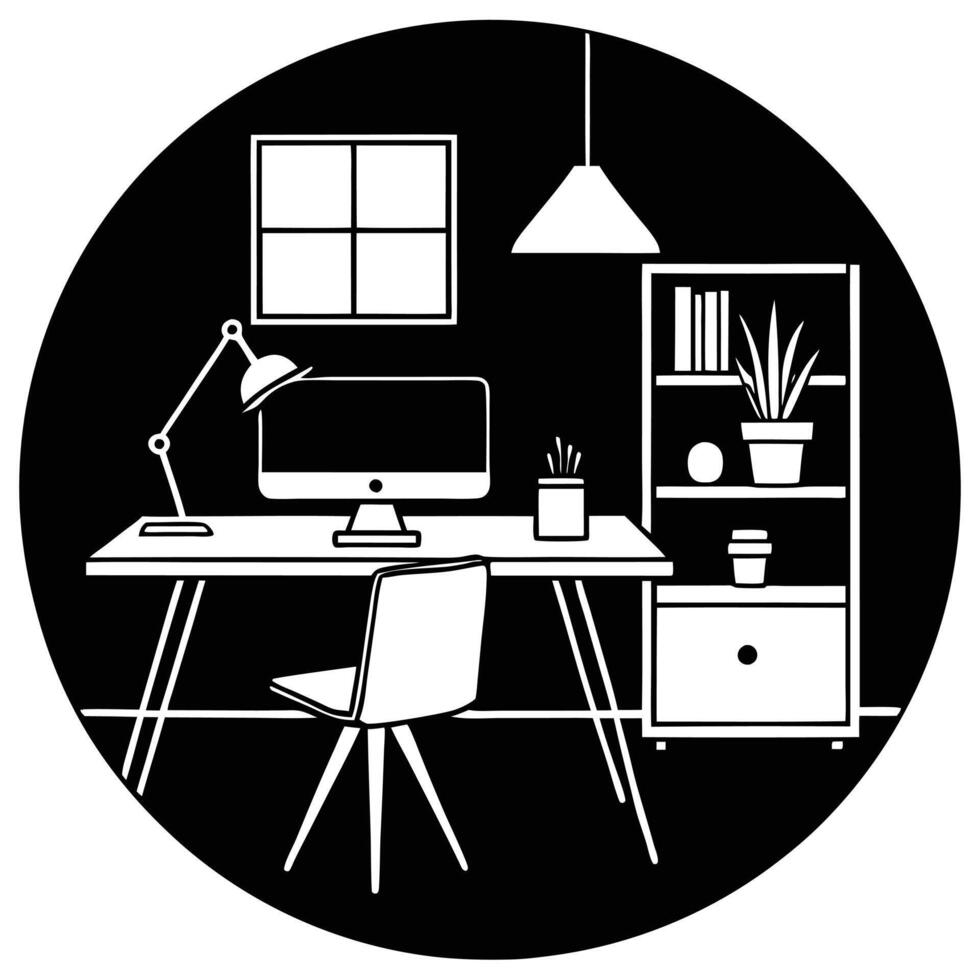 Zen Workspace with Sophisticated Style and Clean Lines desk lamp white vector
