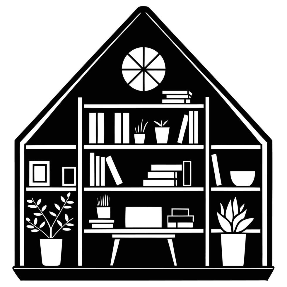 Tranquil Home Office with Bookshelves and Cozy Decor goals modern vector