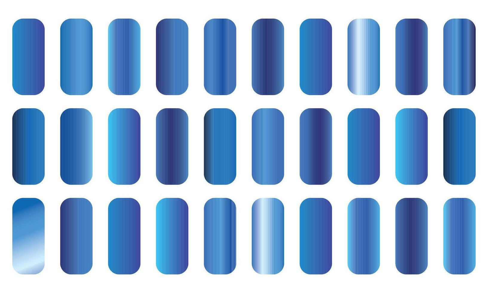 set of blue metallic gradients. Swatches collection. Shiny gradient set on black background. Metal texture. vector
