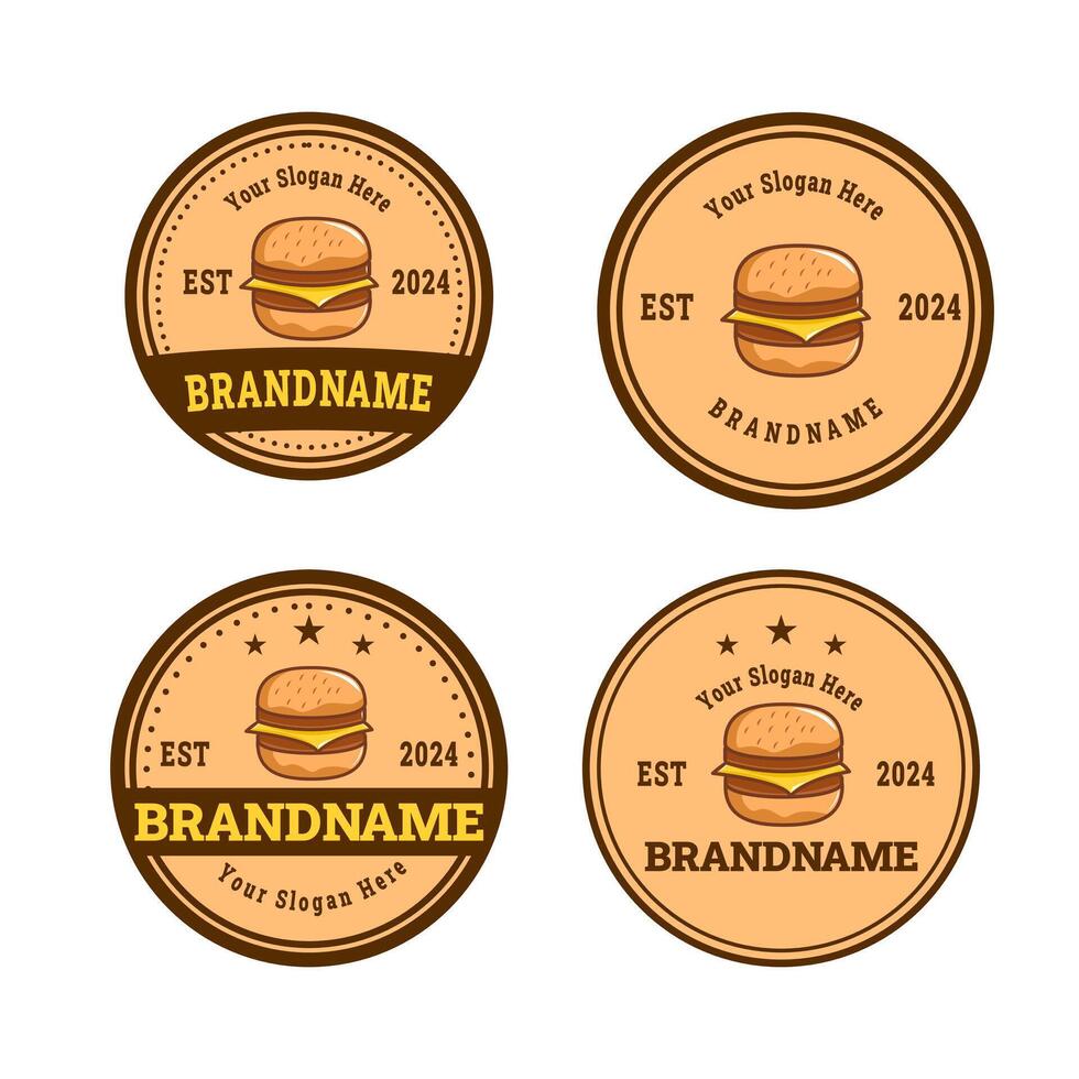set of vintage logo cheese burger ilustration vector