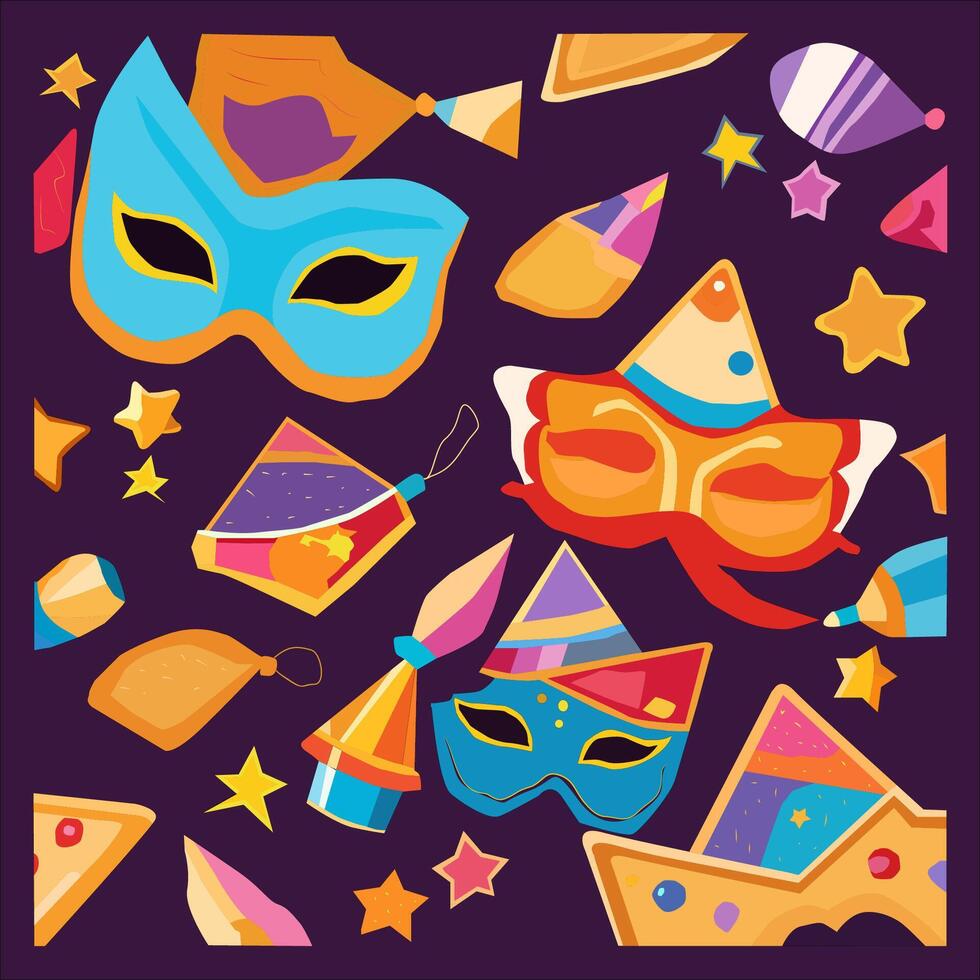 Happy Purim with mask design vector