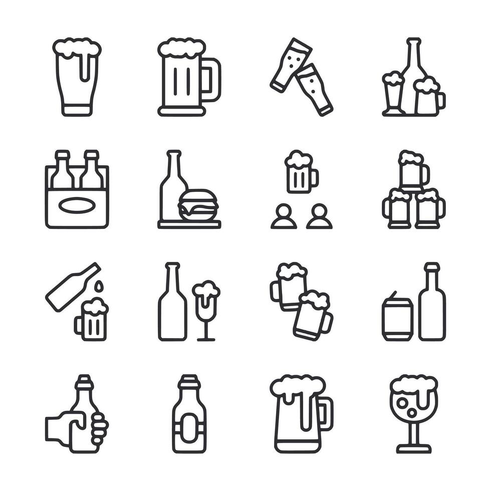 Set of beer and drink icons vector