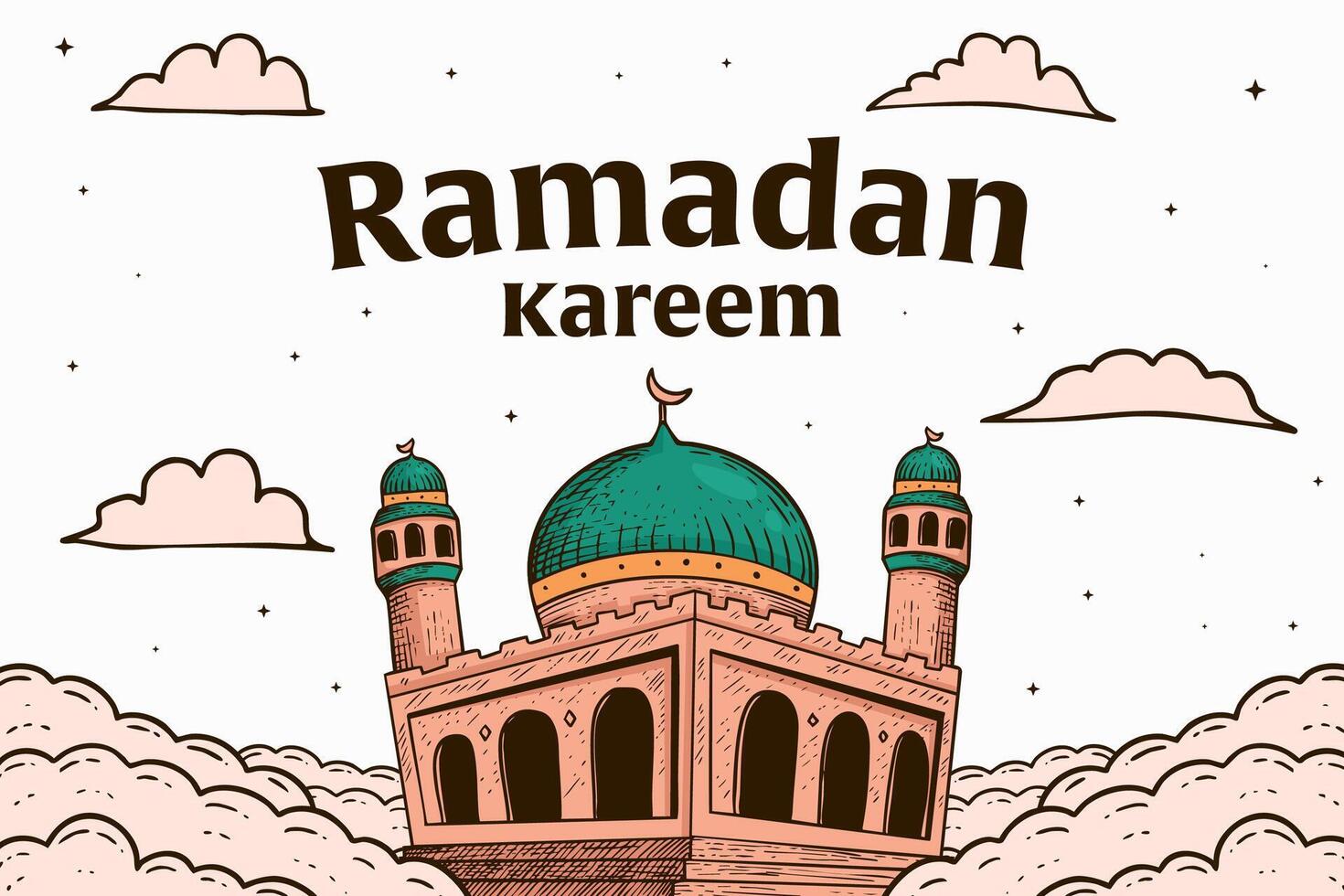 hand drawn ramadan kareem background illustration design vector