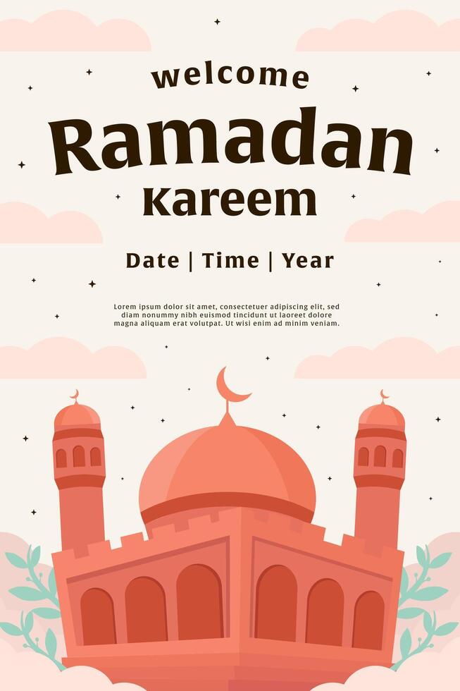 flat design ramadan kareem vertical banner illustration vector