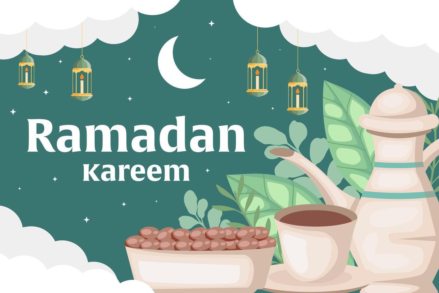 ramadan kareem background illustration in flat style vector