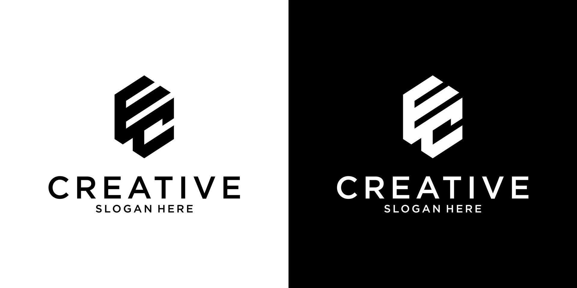 EC or CE initial letter logo design vector
