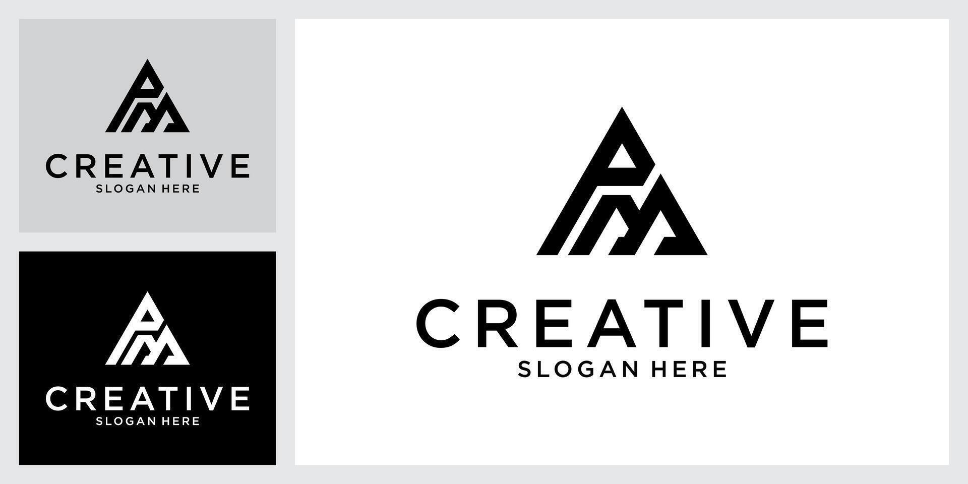 PM or MP initial letter logo design concept vector