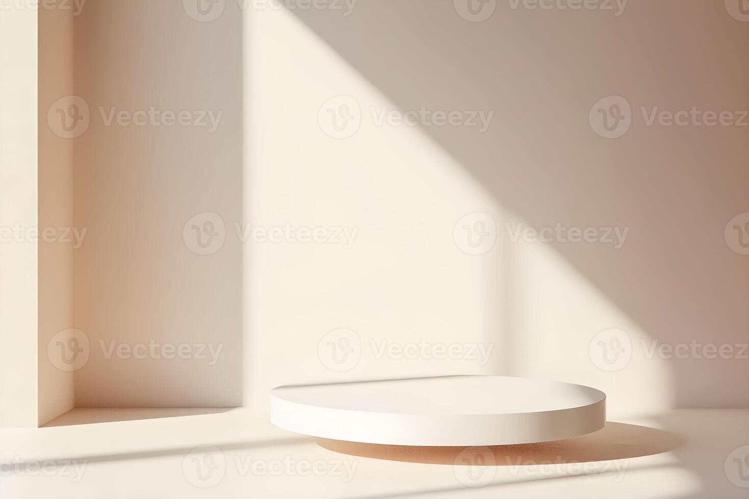 A white round table in front of a window photo