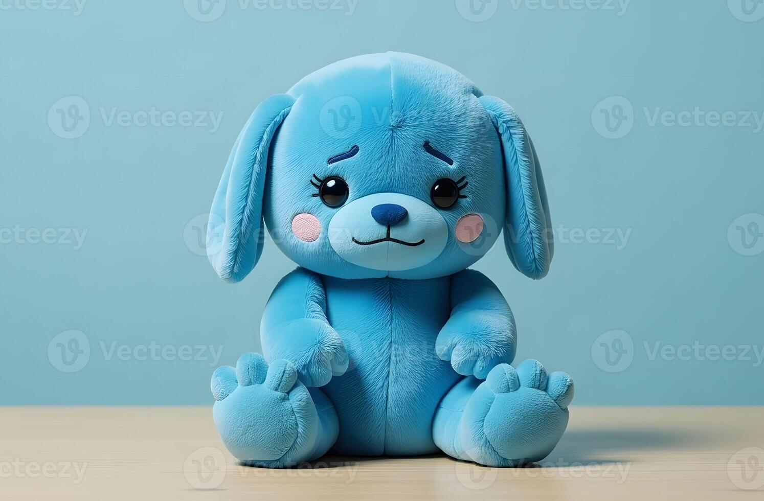 Blue plush bunny symbolizing sadness photo