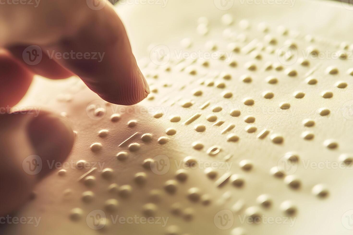 Hands reading Braille text. Horizontal photo