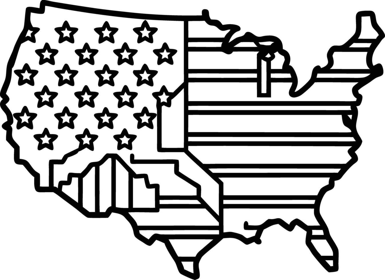 USA map coloring pages vector