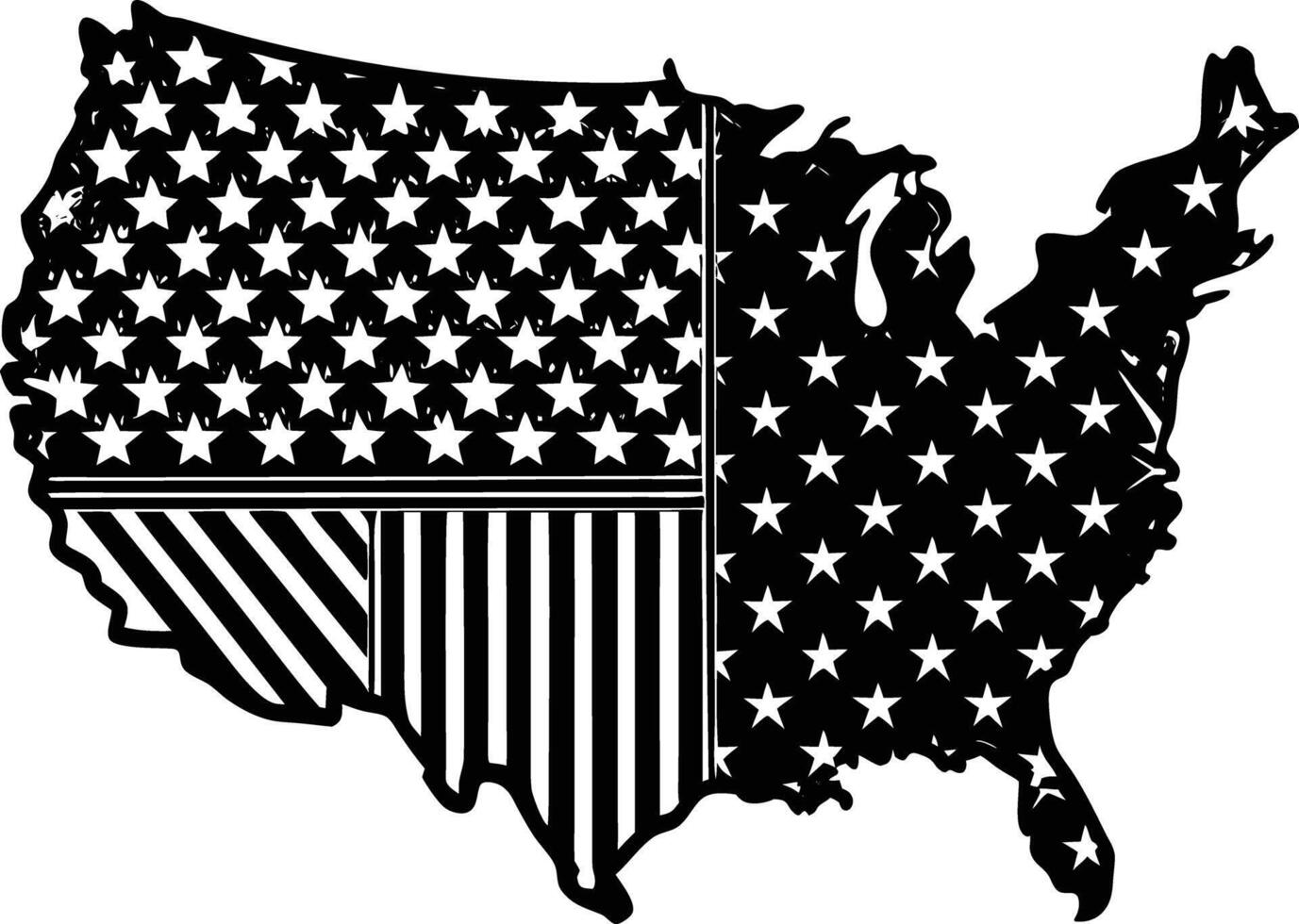 Usa map with stars and stripes vector