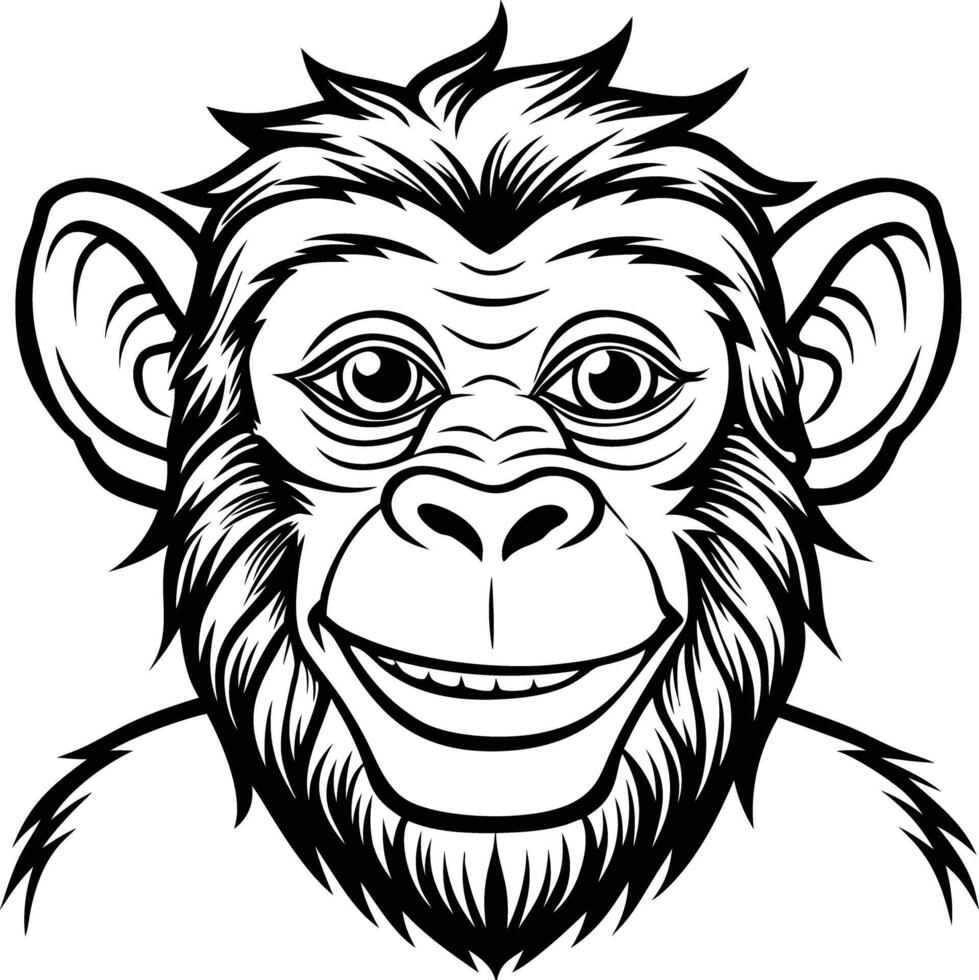 Monkey head line art vector