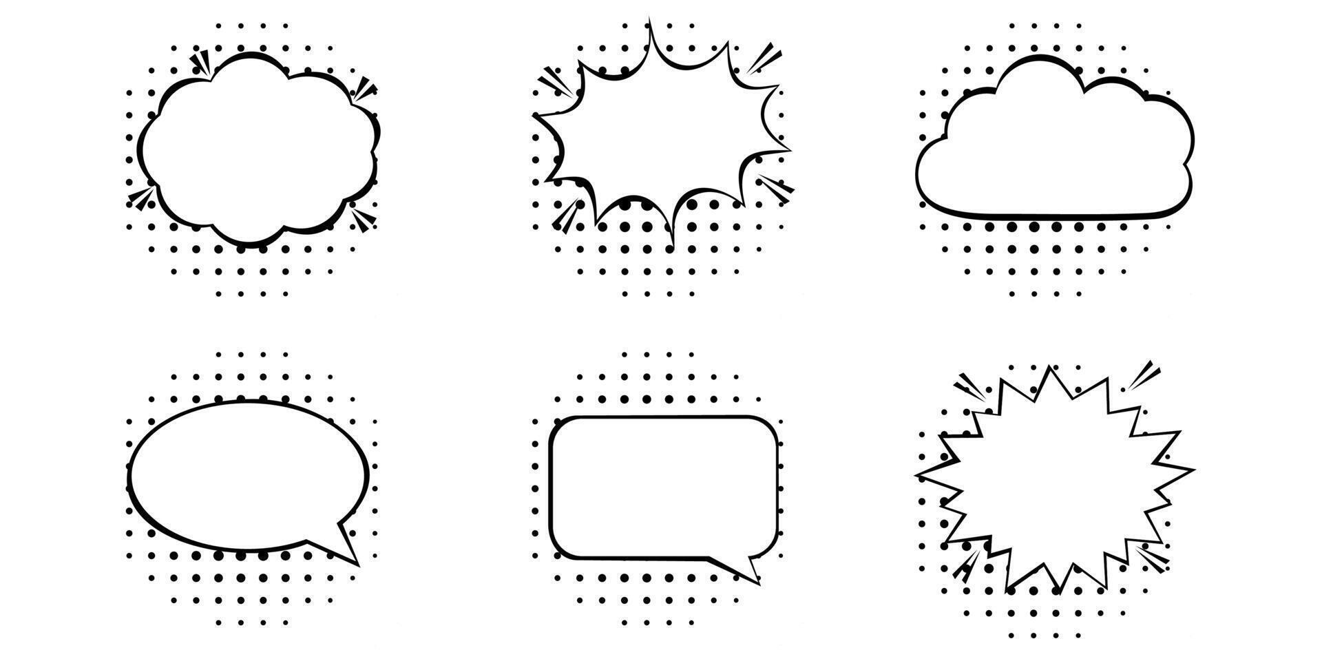 Blank comic speech bubble with halftone shadow vector