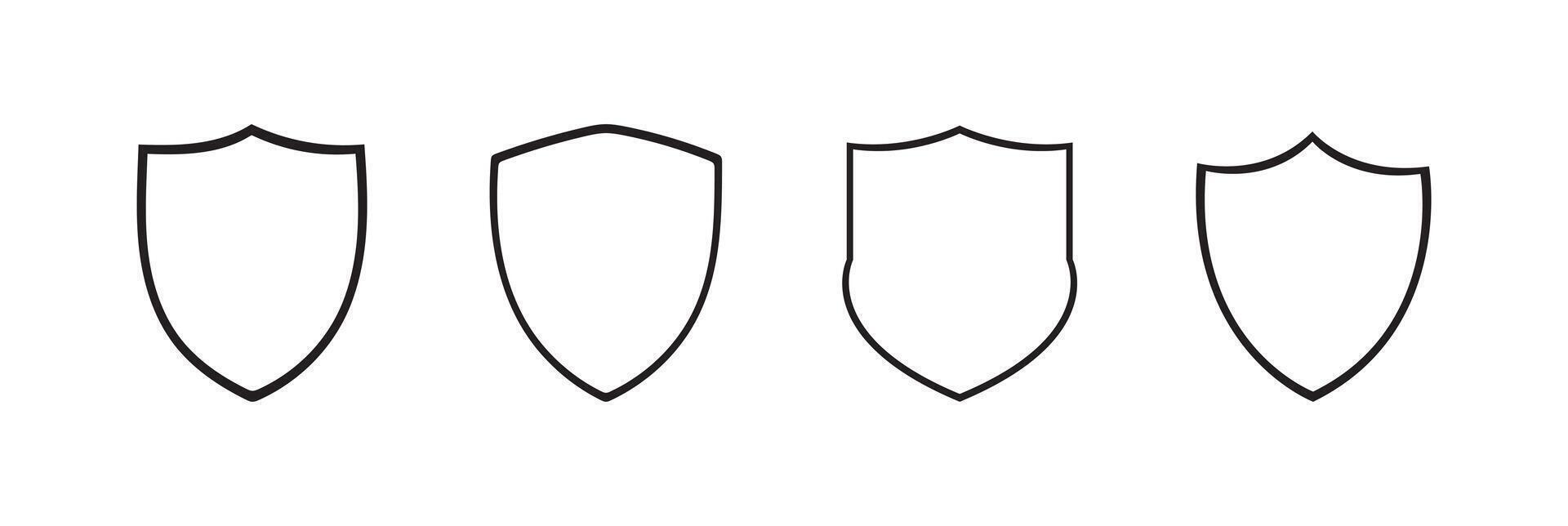 Heraldic line art shield icon set . vector