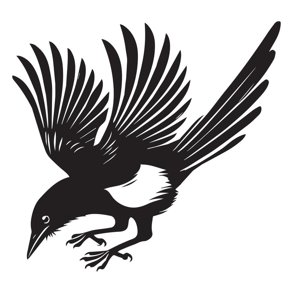 Black and white illustration of a bird flying vector