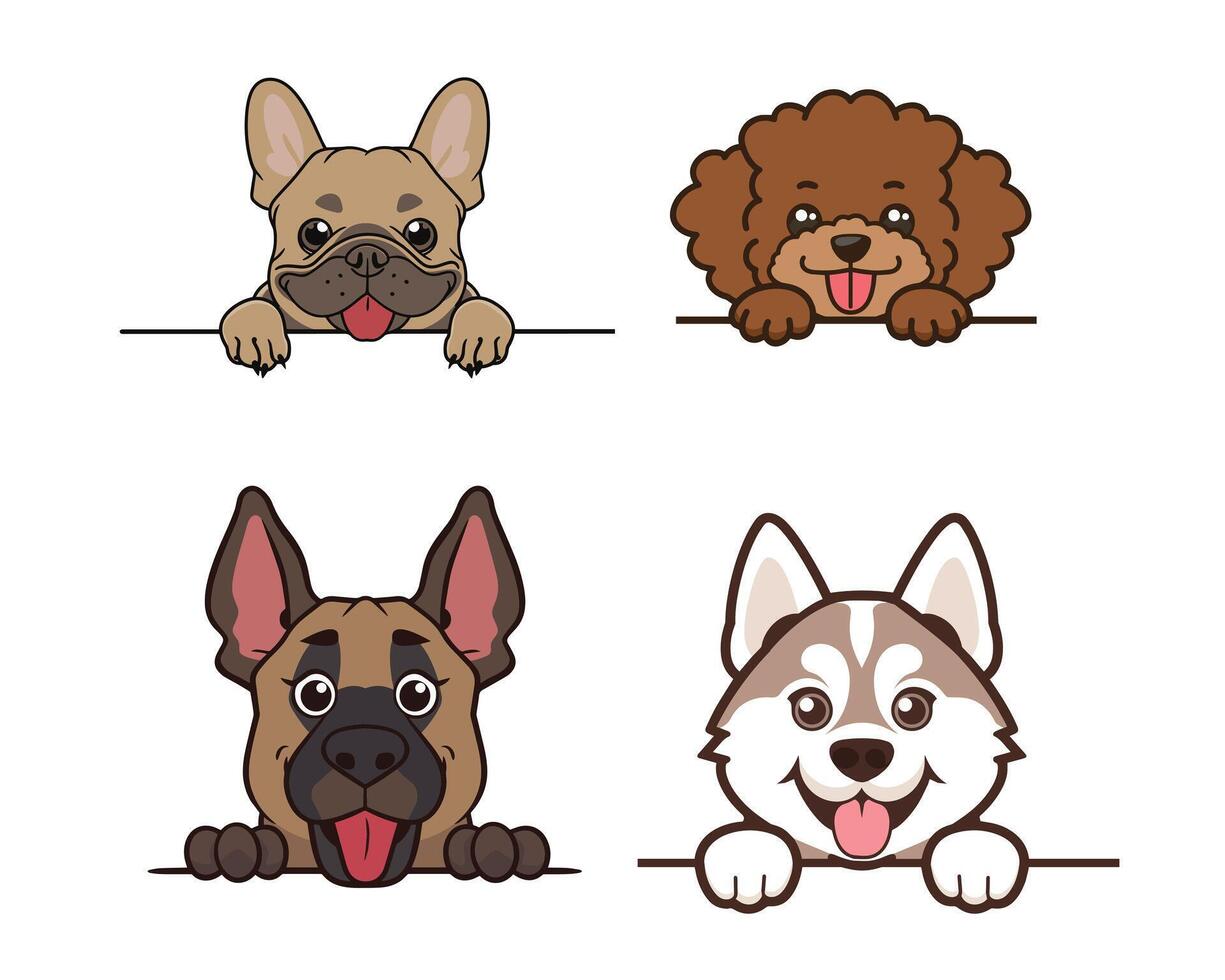Adorable Dog Peeking Face Clipart Set for Pet Lovers vector