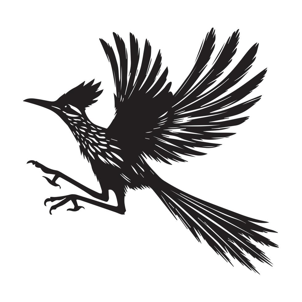 Roadrunner Silhouette Isolated on White vector