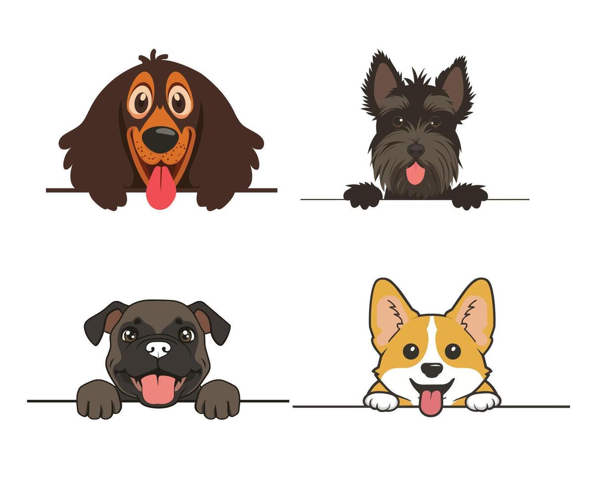 Joyful Dog Peeking Faces Clipart for Invitations and More vector