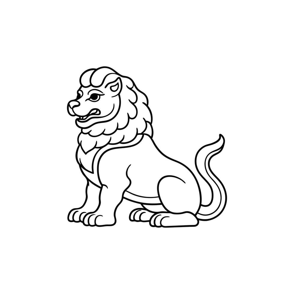 A lion is standing in a line on a white background vector