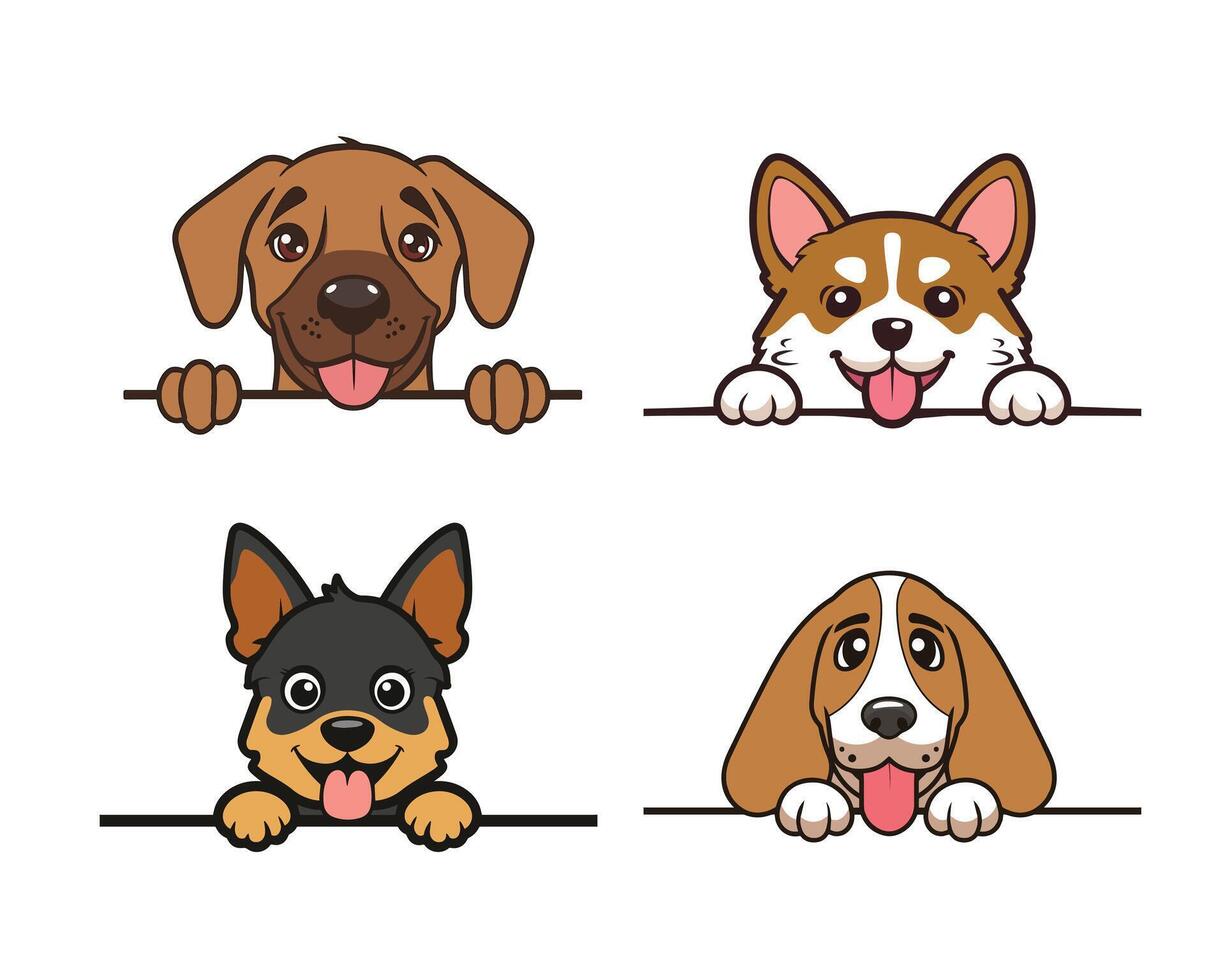 Playful Dog Peeking Face Illustrations for Print and Digital Use vector