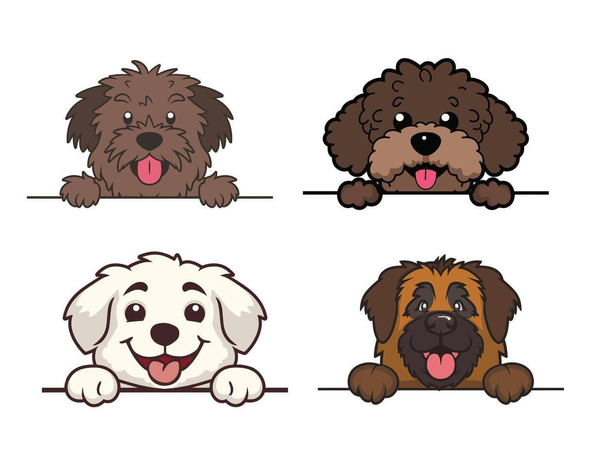 Playful Dog Peeking Faces Bundle for Creative Use vector