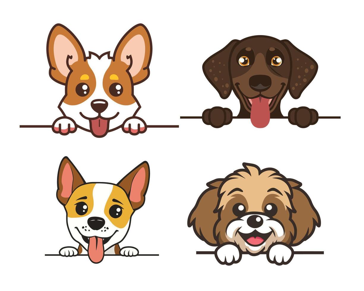 Whimsical Dog Peeking Face Clipart Collection for Commercial Use vector