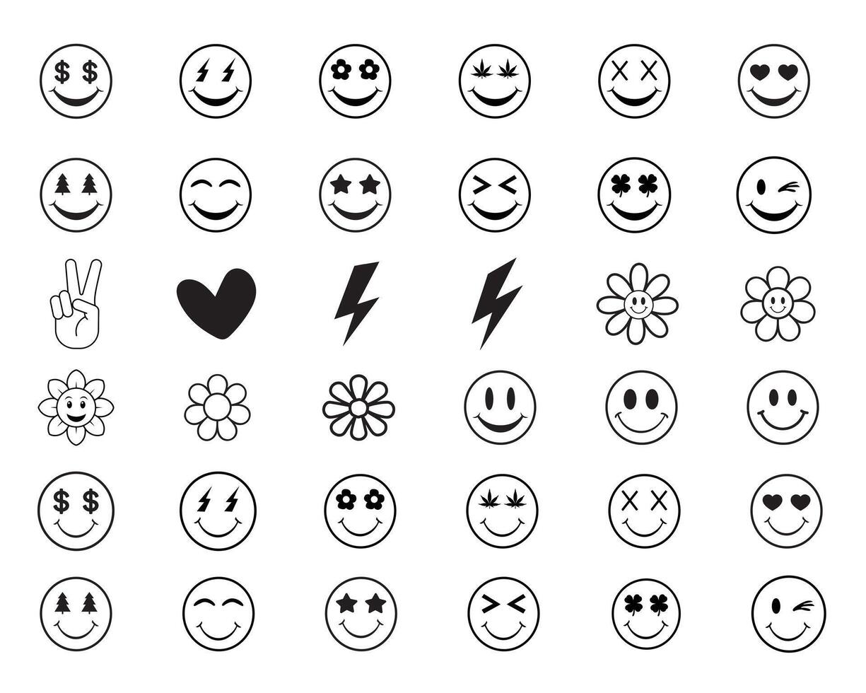 Collection of Retro Emoji Set vector