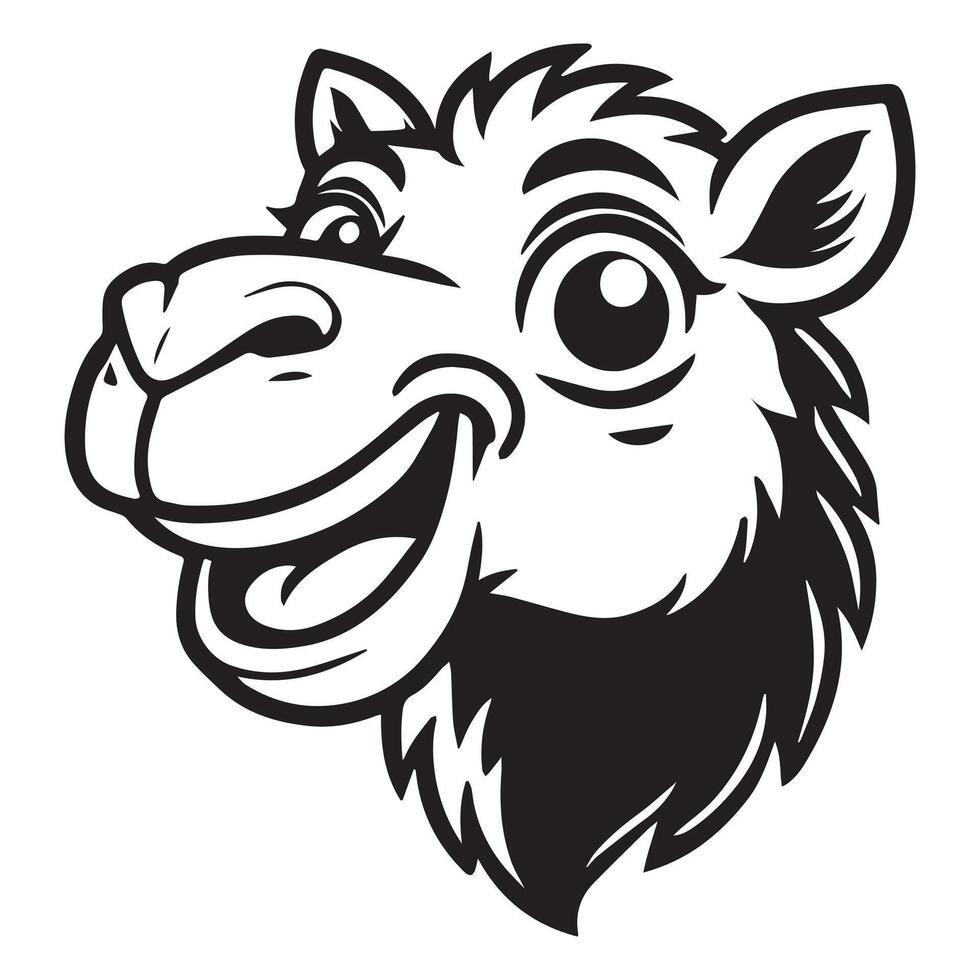 A cartoon camel head with a big smile vector